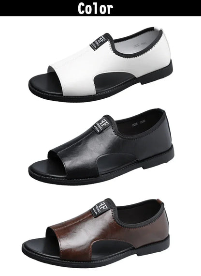Men's Roman Sandals Summer Comfort Casual Soft Sole Slippers Anti-Slip Breathable Outdoor Slip-On Beach Shoes-HT2025