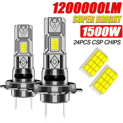 H7 Led CANBUS Headlight Bulbs 1500W Super Bright Wireless Turbo Fan Diode Lights for Car Ampoule LED H7 Automobile Fog Lamps