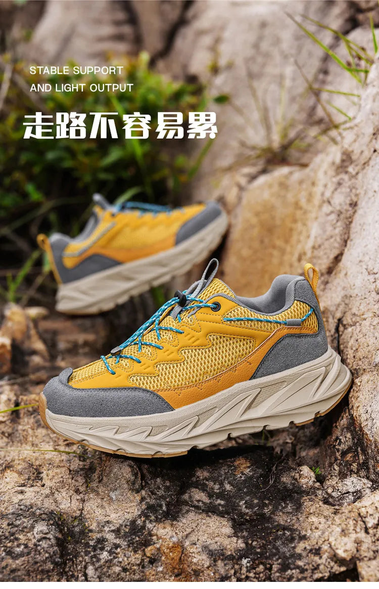 Men's Hiking Shoes Breathable Mesh Leather Upper Non-slip Rubber Sole Outdoor Casual Trekking Walking Shoes Size 39-45
