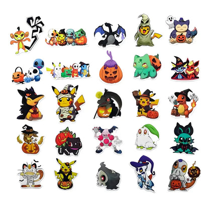 50PCS Kawaii Halloween Anime Pocket Monsters Pikachu Stickers DIY Laptop Luggage Skateboarding Mobile Cartoon Toys Gift Stickers