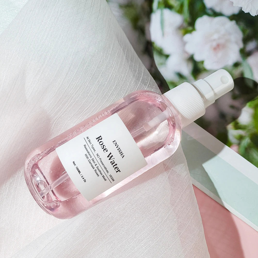 ENVISHA Rose Water For Face Facial Toner Organic Rose Petals Essence Moisturizing Serum Refresh Elastic Shrink Pores Skin Care