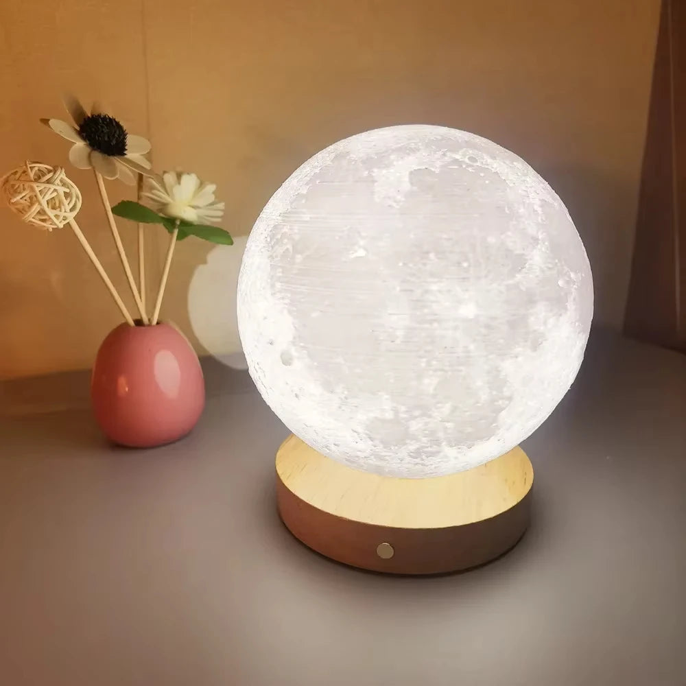 10cm Moon Lamp LED Night Light Wire Stand Starry Lamp Bedroom Decor Night Lights Kids Birthday Gift Moon Lamp Bedside Lighting