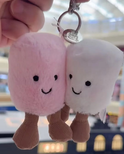 #new Fun Two Marshmallow Keychain Cotton Candy Tone Cute Soft Two Tone Keychain Bag Pendant Accessories Dolls Pendant Xmas Gifts