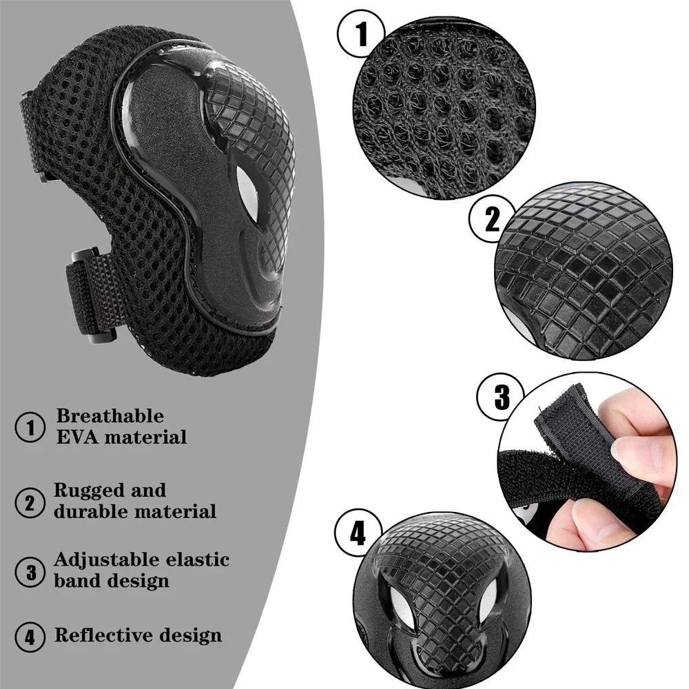 6Pcs/Set Kids/Youth Knee Pad Elbow Pads Guards Protective Gear Set for Roller Skates Cycling BMX Bike Skateboard Inline Skatings