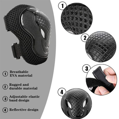 6Pcs/Set Kids/Youth Knee Pad Elbow Pads Guards Protective Gear Set for Roller Skates Cycling BMX Bike Skateboard Inline Skatings
