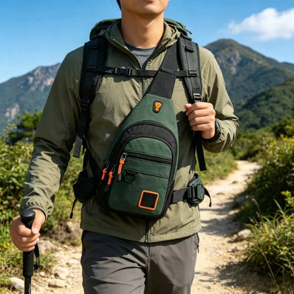 Portable Waterproof Men’s Chest Bag, Lightweight Crossbody Backpack, Black Army Green Lake Green Optional for Outdoor Daily Use