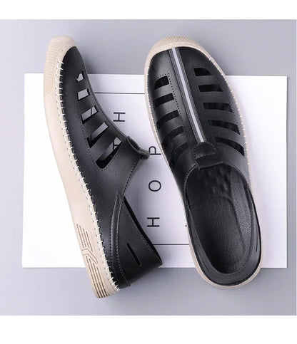 Men's Hollow Out Loafers, Summer Comfort Soft Sole Slip-On Casual Shoes, Anti-Slip Breathable Clog Sandals-HT619