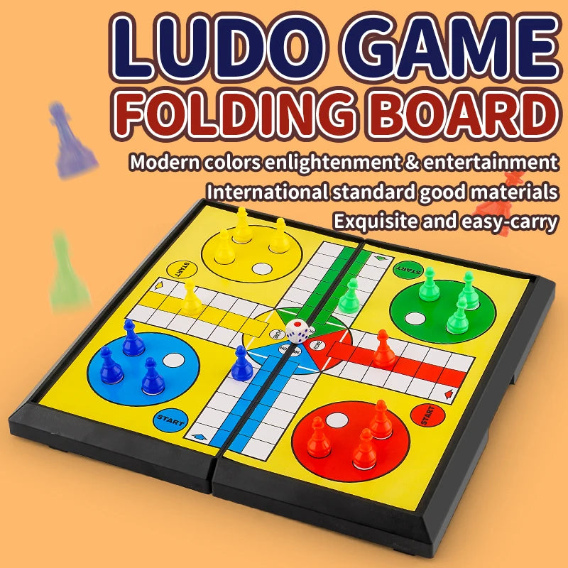 International Ludo Board Game for Kids: Portable Folding Chess Set, Educational Toy, Party Table Game for Elementary Students