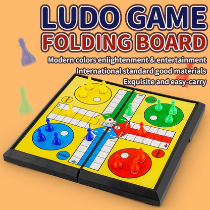 International Ludo Board Game for Kids: Portable Folding Chess Set, Educational Toy, Party Table Game for Elementary Students