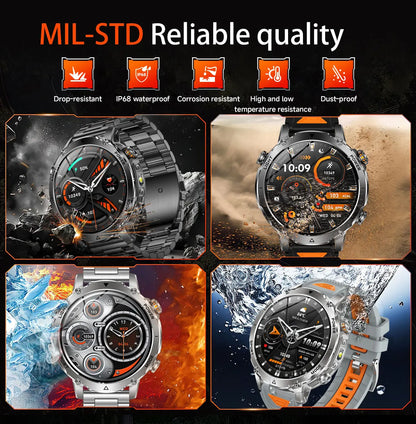 New 1400mAh Battery Sports Smart Watch 1.7” SOS+Flashlight Exercise Record Bluetooth Call Waterproof Health Watch For Android iO