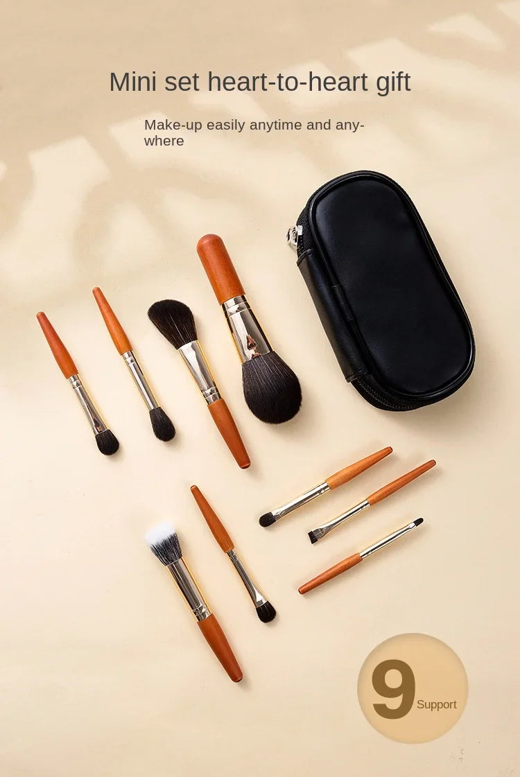 9Pcs/lot Mini Makeup Brush Set Portable Travel Cosmetic Brushes Kit Eyeshadow Foundation Powder Brushes Beauty Makeup Tools