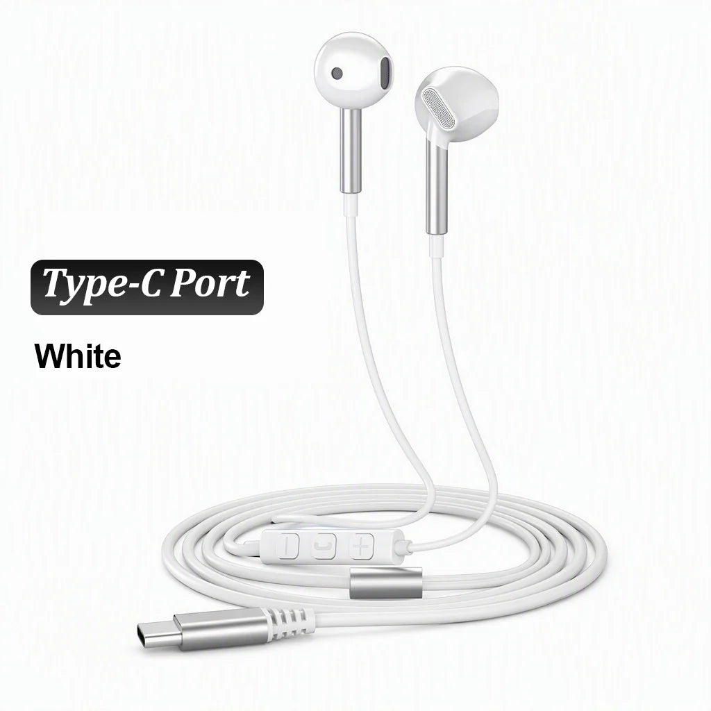 USB Type C Wired Headphones 9D HiFi Stereo Headset 3.5mm Music Earphones With Mic Volume Control For Samsung iPhone 17 16 Xiaomi