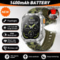 LIGE 2026 Military Grade 1400mAh Battery Smart Watch Men 2.01" HD Screen IP68 Waterproof Sport Fitness Bluetooth Call Smartwatch