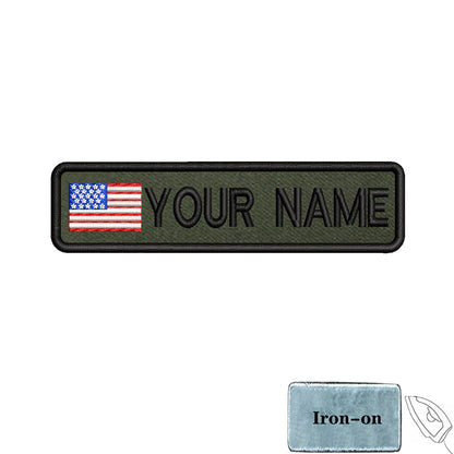 1PC 10cmX2.5cm Custom Name Flag Patch Badge Iron On Hook Loop Army green Netherlands Germany Russia France Belgium Italy Spain