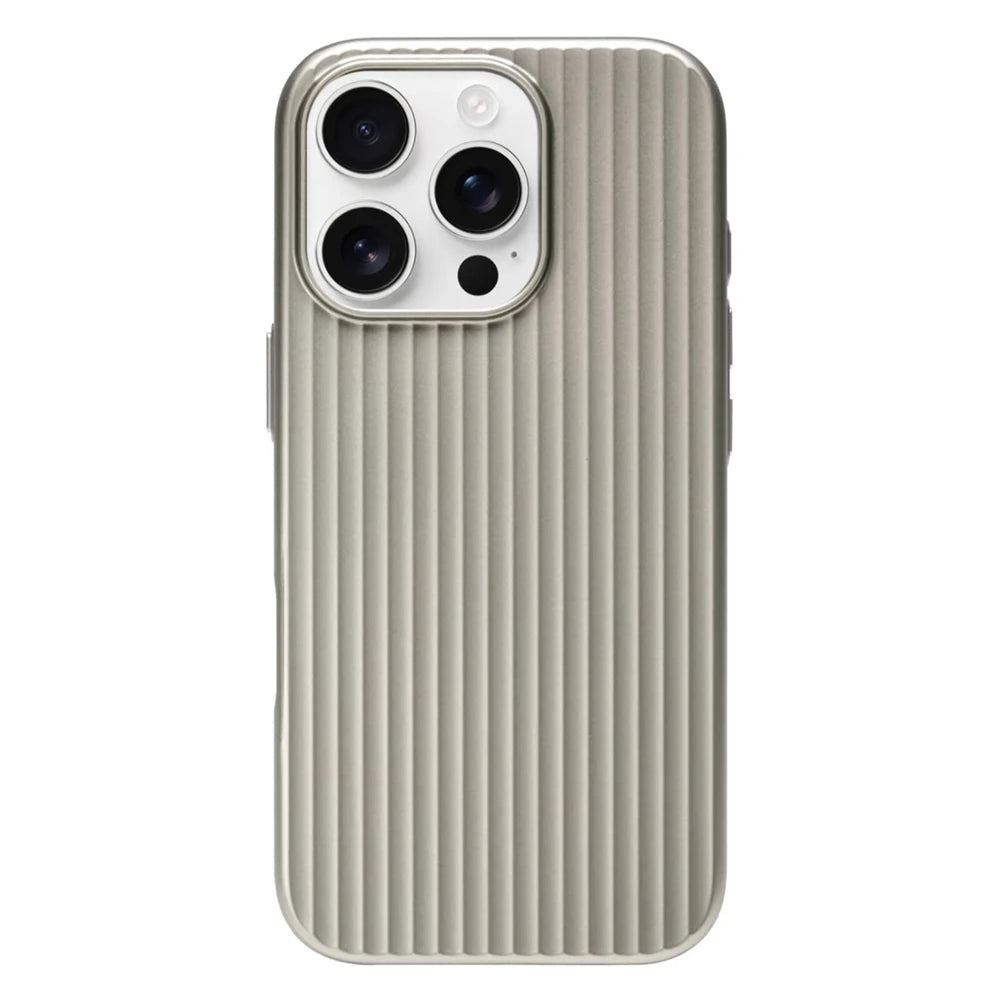 Luxury Stripes Metallic Paint Armor Case For iPhone 17 Air 16 15 14 13 Pro Max Shockproof Camera Protective Slim Matte PC Funda