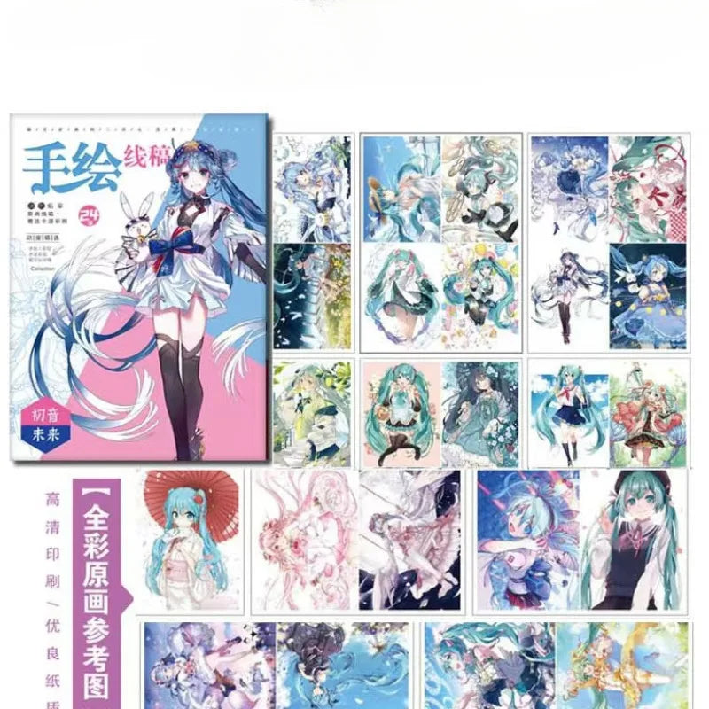 Hatsune Miku Characters Colorful Cartoon Art Book for Drawing and Improving Your Skills