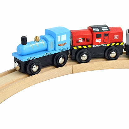 Wooden Magnetic Train Car Locomotive Toy Wood Railway Car Accessories Toys for Kids Gifts Fit Wood Biro themes Tracks