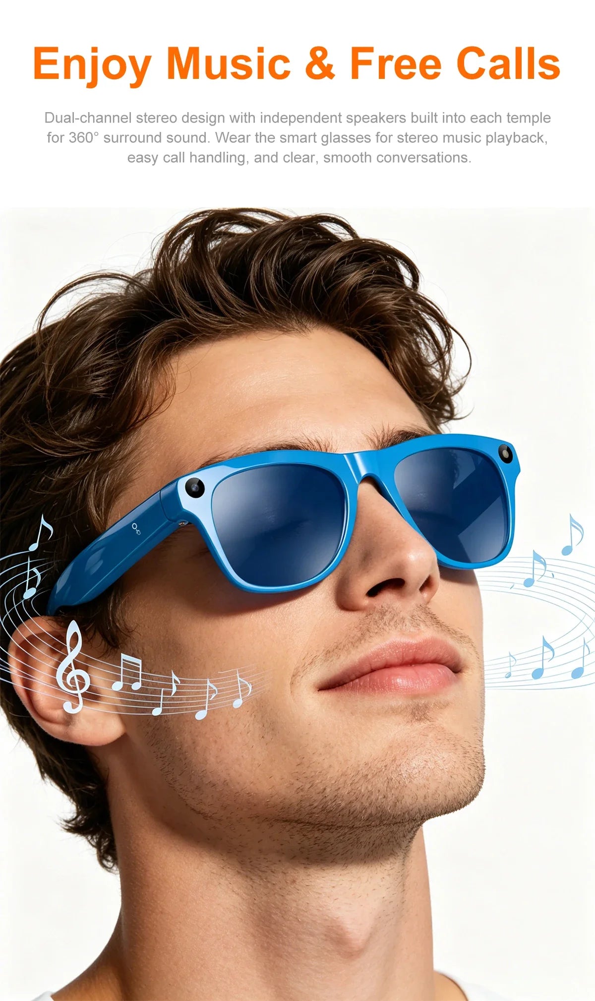 Lenovo AI Smart Shooting Glasses 800W HD Camera Wireless Bluetooth Calling Translation For Men Women Sunglasses With 3 Lenses