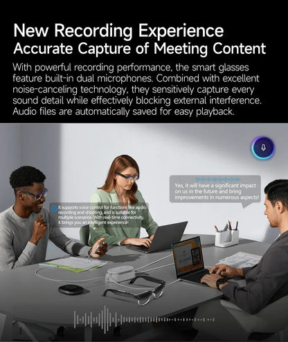New AI Smart Glasses, 800W Camera Video Recording, AI Photo Recognition, Bluetooth Call & Voice Translation Eyewear