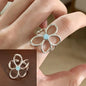 PANJBJ 925 Sterling Silver Lotus Ring For Women Retro TextureJewelry Irregular Creativity Adjustable Jewelry Party Gift Dropship