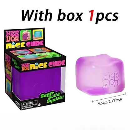 Needoh Teenie Nice Ice Cube Fidget Toys Mini4 Pack Set Slow Rebound Squishy Toys Stress Reliever Fidget for Party Favors Gifts@