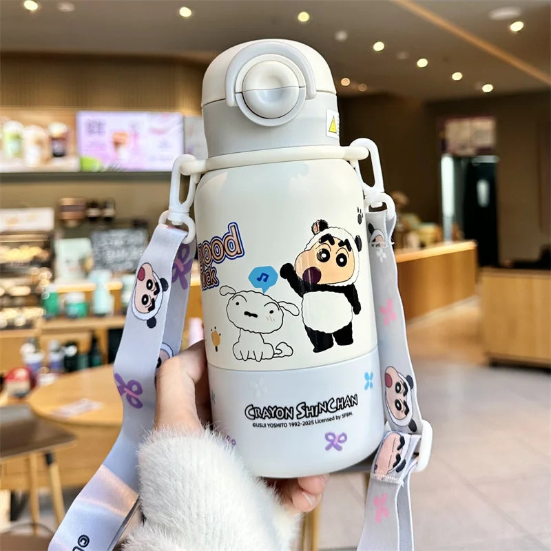 X&W Kids Thermos Bottle Cute Crayon Shin-Chan Thermos Cup Ice Tumbler Stainless Steel Straw Cup Anime Peripheral Gifts Water Cup