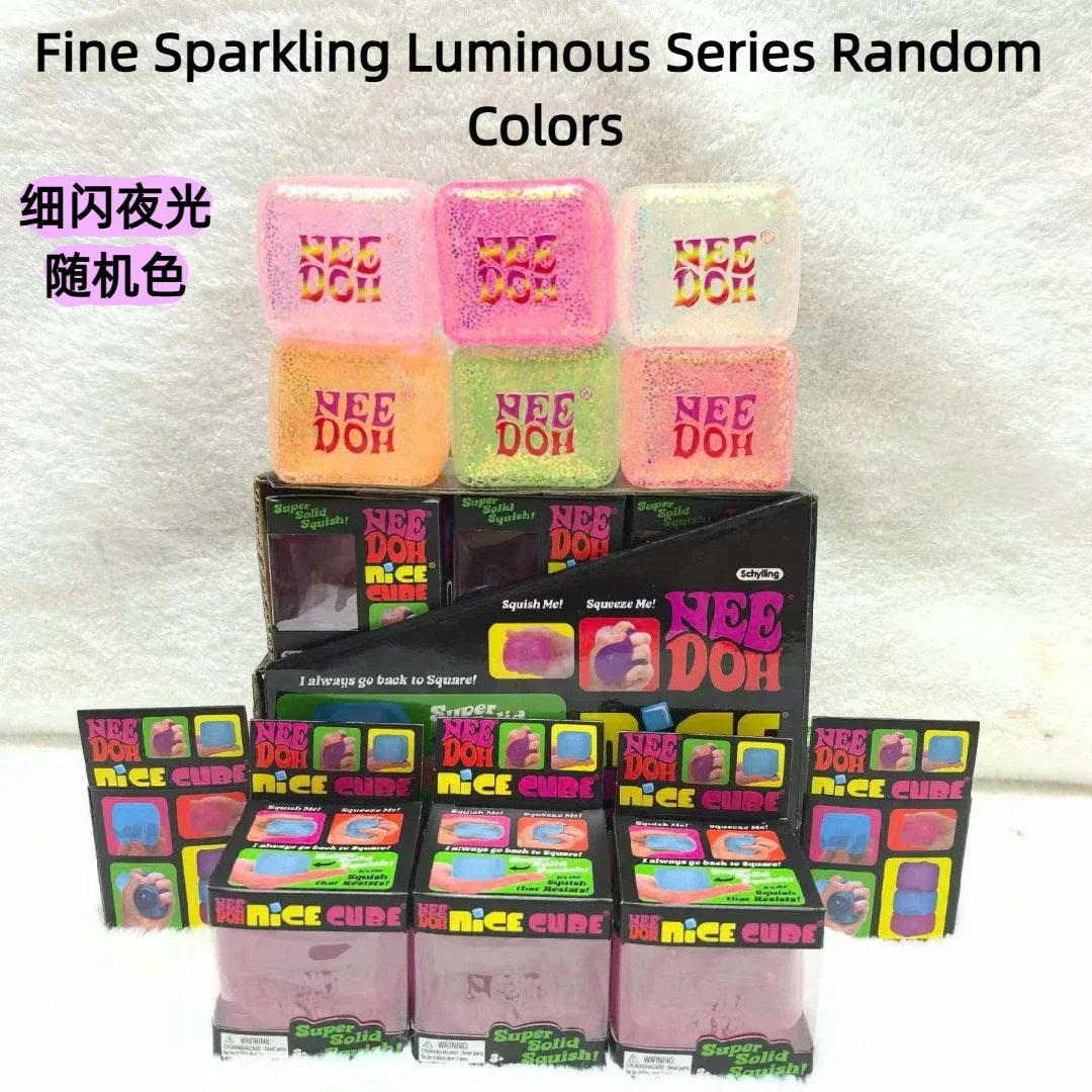 HOT Schylling Needoh Nice Cube Squishy Stress Toy Glow In The Dark Slow Rebound Sensory Glitter Pressure Relief For Adults gifts