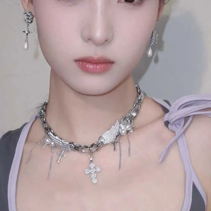 Fashion Asymmetric Shiny Star Moon Drop Earrings for Women Exquisite Metal Crystal Pearl Earrings Aesthetic Jewelry Accessories