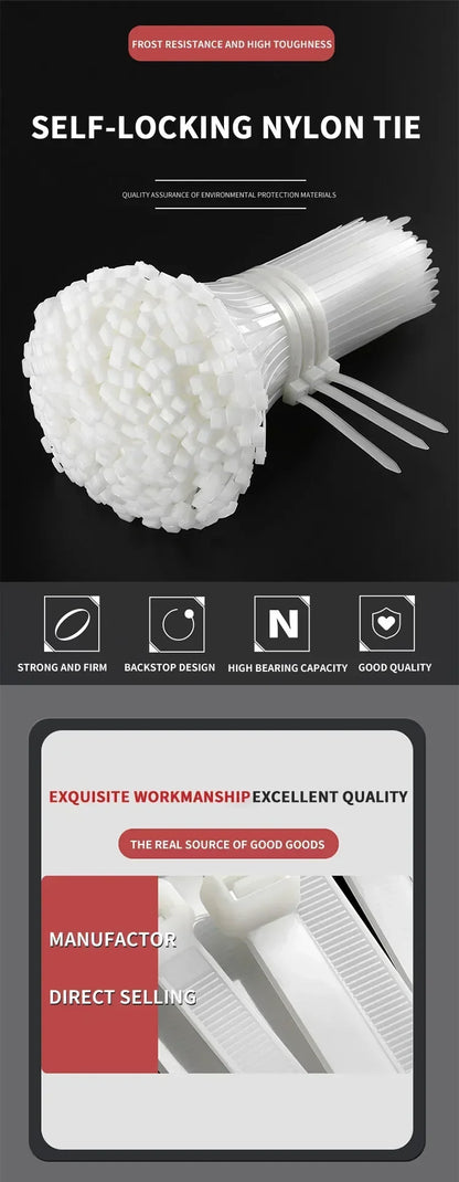 Self-locking plastic nylon tie Black 5x300mm cable tie fastening ring 8*500mm cable tie zip wraps strap nylon cable tie 5*300mm
