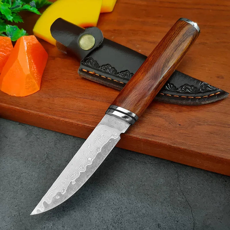 Wood Handle Damascus Steel Boning Fruit KnifeDamascus Knife BBQ Cleaver Meat Vegetables Slicing Fish Kitchen Knives Chef Knife