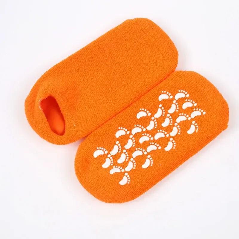 1 pair Reusable SPA Gel Socks Moisturizing Whitening Exfoliating Velvet Smooth Beauty Foot Care Silicone Socks Feet Care
