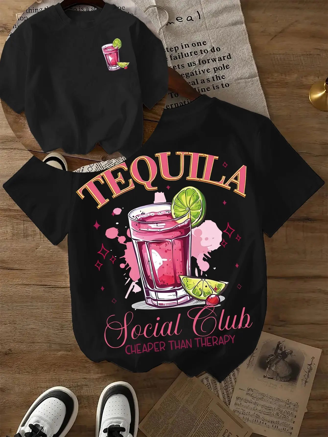 Tequila Social Club Graphic T Shirt Women Men Summer Casual Short Sleeve Crew Neck Loose Tee Funny Cocktail Harajuku Party Top