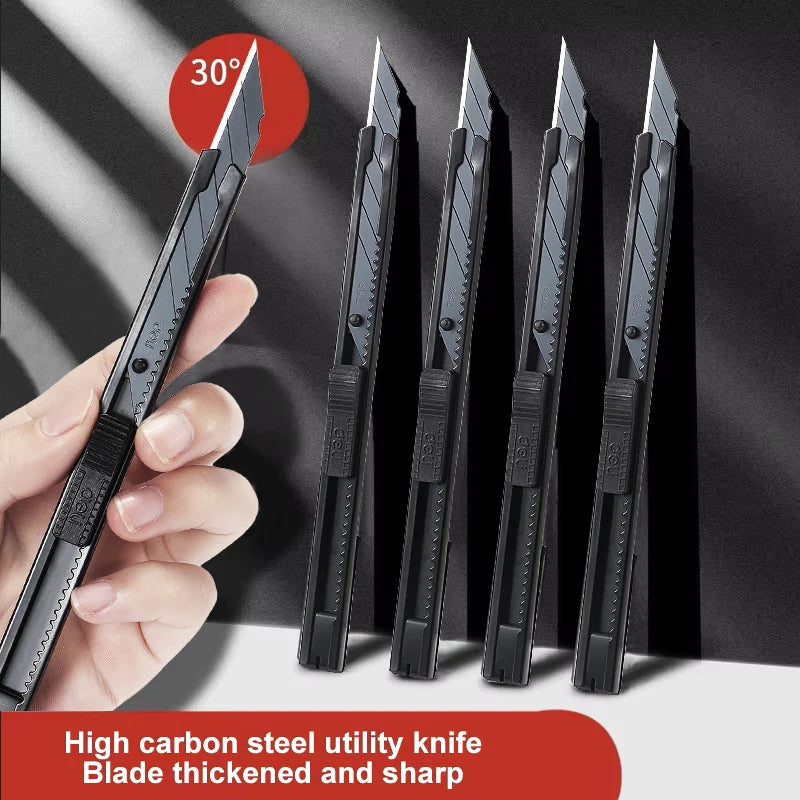 DELI 1/3/5/10Pcs Utility Knife Stainless Steel Paper Cut Box Cutter Tools Kit Retractable Anti-Slip Blades Unboxing Knife