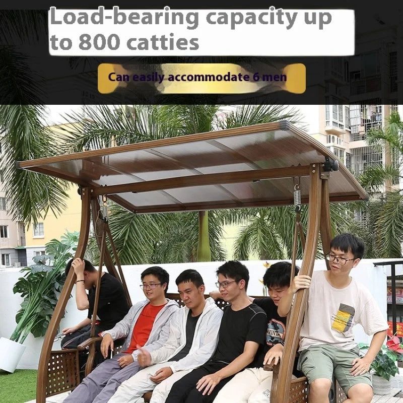 Outdoor Swing Balcony Rocking Chair Garden Patio Hanging Chair Outdoor Three Person Reclining Bed Internet Celebrity Swing Chair