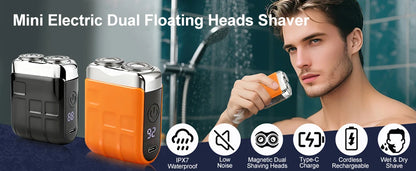 Electric Shaver for Men Portable Smart Facial Beard Trimmer Double Head Shaver Rechargeable Wet Dry Electric Razor