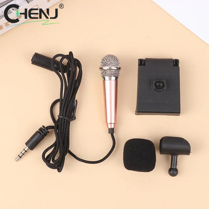 3.5mm Portable Mini Microphone With Stand Stereo Studio Mic For Smart Phone Laptop Desktop Handheld Microphone