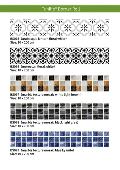 10x200cm Baseboard Sticker Moroccan Mosaic Tile Style Wall Border Sticker DIY Kitchen Bathroom Decoration Waistline Wall Sticker