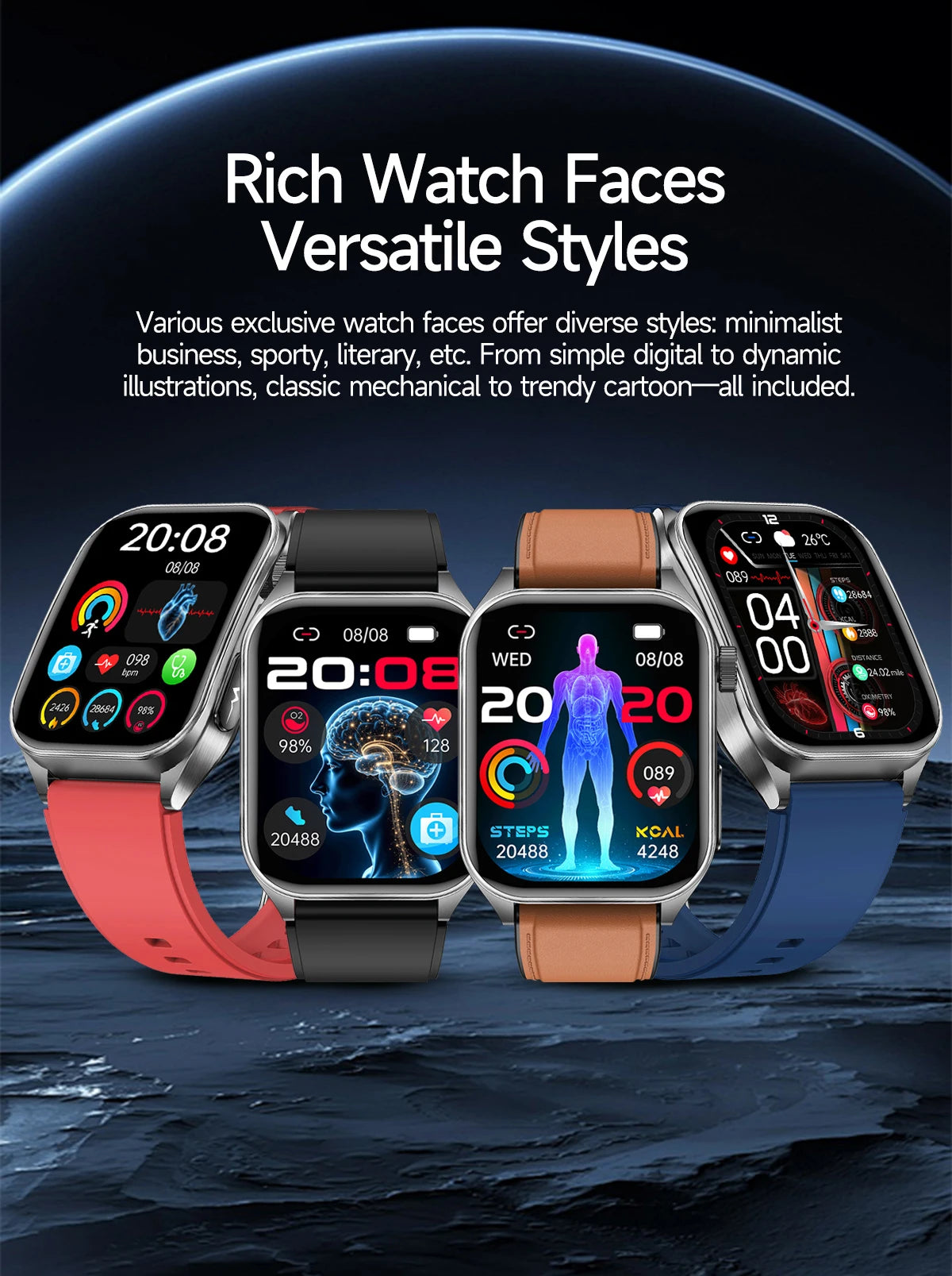 2026New Laser Therapy Care SmartWatch ECG Health Monitor Blood Lipids Uric Acid Heart Rate Tracking Fitness Smartwatch Men Women