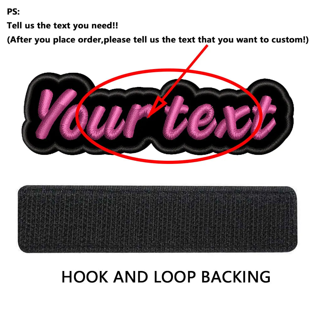 Custom Colorful Irregular Shape Embroidered Name Patch, Personalized Text Badge with Iron-On backing and Hook&Loop Backing