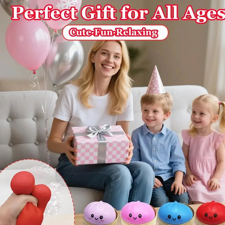 Dumpling Pressure Dumpling Squishies Cute Colorful Bun Toy Slow Rising Stress Relief Fidget Toy for Kids Adults Anti-Anxiety Gif