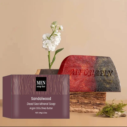 1/2/4/6pcs Handmade Whitening Sandalwood Men'S Soap, Deeply Cleanses The Body, Moisturizes The Face, And Is Gentle And Shiny