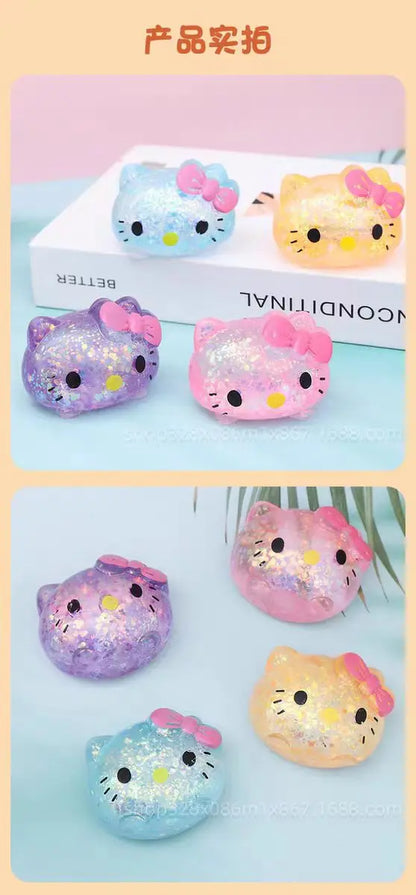 Hello Kitty Squeeze Toy Flash Glitter Stress Ball Slow Rising Squishy Fidget Toy Sensory Anxiety Relief Novelty Gift