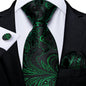 Black And Silver Paisley Floral Men's Ties Gray Blue Pink Wedding Accessories Neck Tie Set Handkerchief Cufflinks Gift For Men