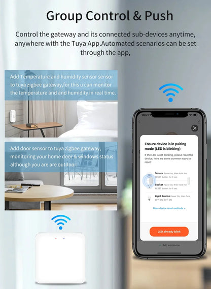 Bluetooth/ZigBee Tuya Smart Multi Mode Gateway WiFi Hub Bridge Smart Home Control Smart Life APP Voice Control Alexa Google Home