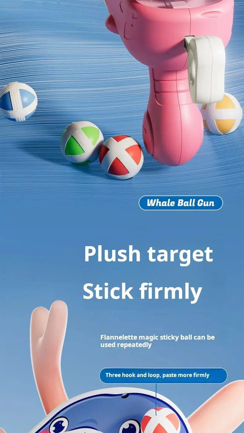 Whale Sticky Ball Throw Toy Set Kids Shooting Ball Gun Dart Board Target Soft Bullet Outdoor Indoor Game Gifts For Girsl Boys