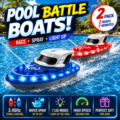 SYMA Q30 2PCS RC Speed Boat 2.4G Remote Control Boat 7 Color LED Light One Key Water Spray Waterproof Pool Lake Toy Gifts for Ki