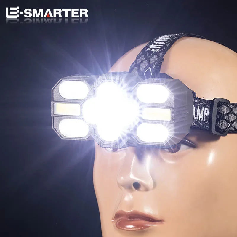 Outdoor Lighting Strong Bald Headlight 12 LED Super Bright Spotted Portable Headlight Outdoor Camping Maintenance Light