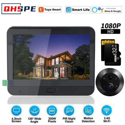 Door Camera Icam365 Peephole camera home wireless phone  4.3 Screen Night PIR wifi wireless Security protection Smart home