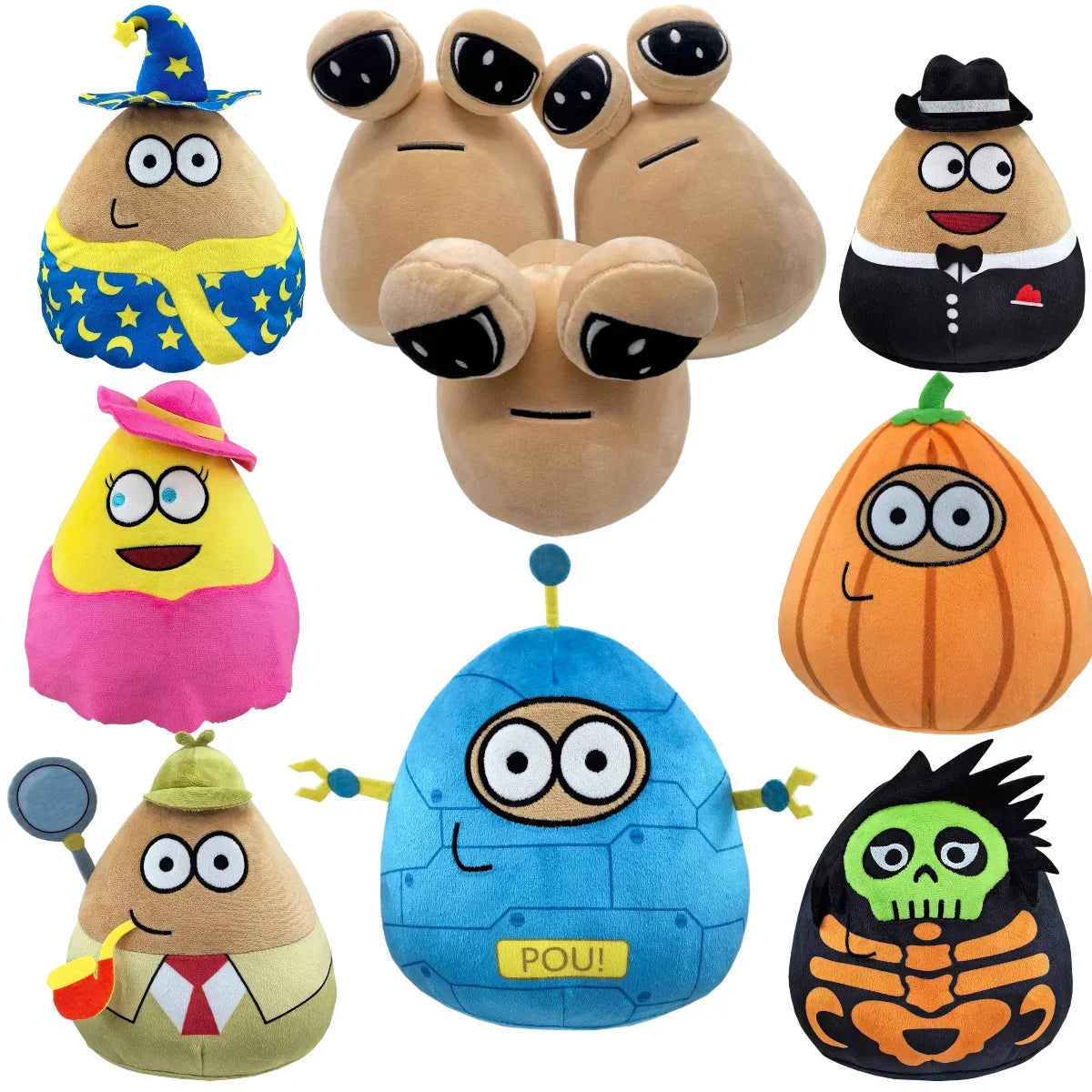 Alien Pou Plush Toy, Black Hat Gentleman Pou Plush, Alien Stuffed Doll Birthday Easter Children's Day Halloween Christmas Gift