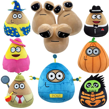Alien Pou Plush Toy, Black Hat Gentleman Pou Plush, Alien Stuffed Doll Birthday Easter Children's Day Halloween Christmas Gift
